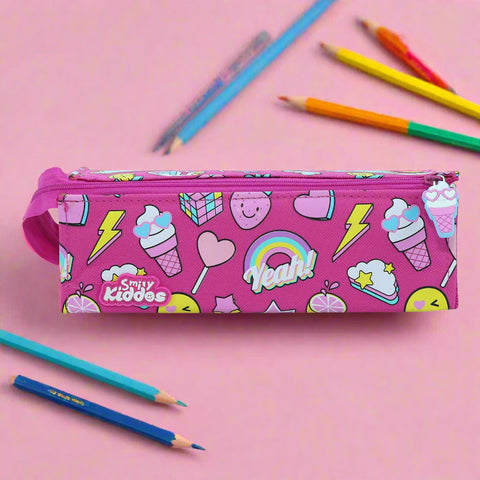 Image of Smily Tray Pencil Case Fun Theme Pink