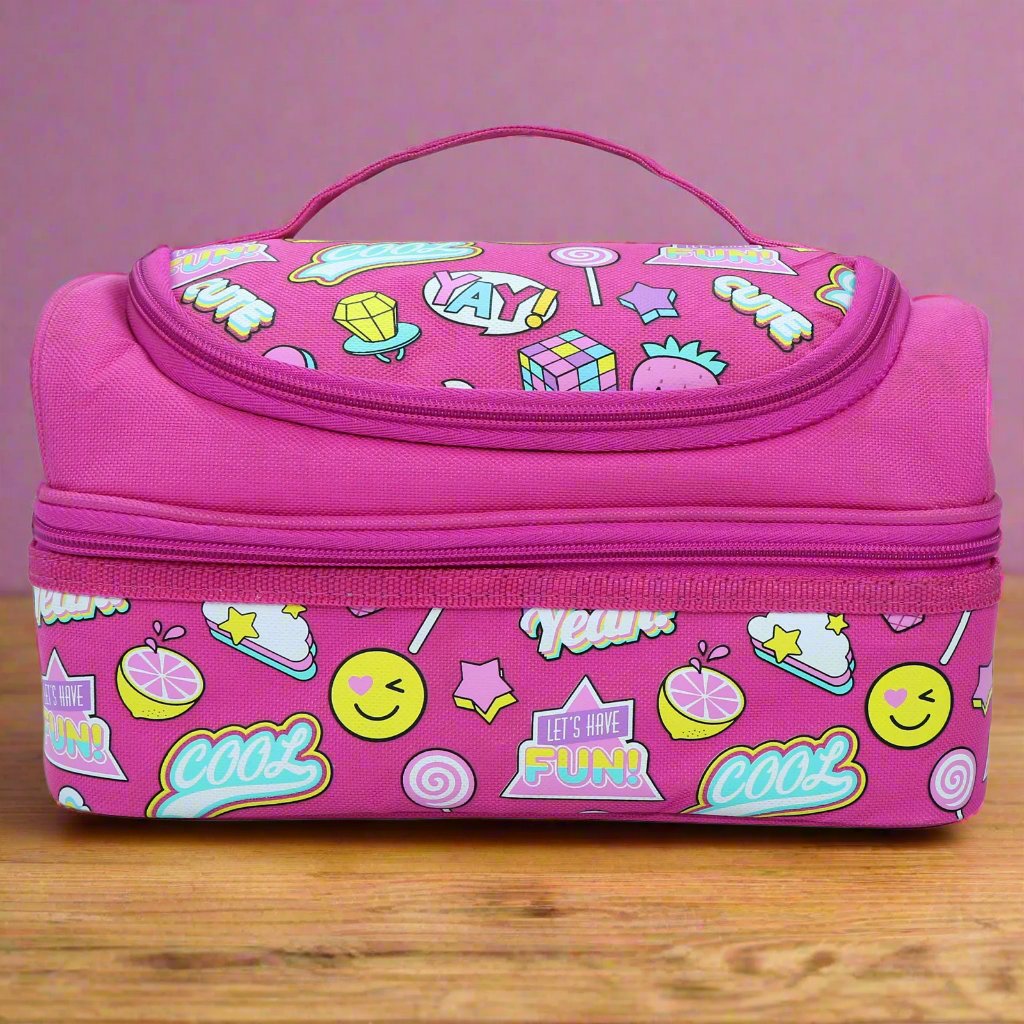 Smily Kiddos Dual Slot Lunch Bag Fun Theme Pink