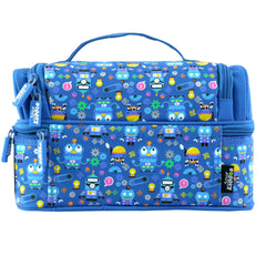 Smily Kiddos Dual Slot Lunch Bag Crazy Robot Theme Blue