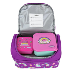 Smily Kiddos Dual Slot Lunch Bag Unicorn Theme Purple