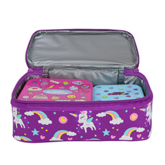 Smily Kiddos Dual Slot Lunch Bag Unicorn Theme Purple