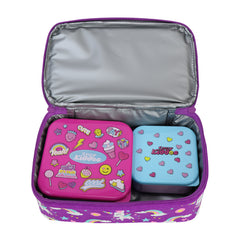 Smily Kiddos Dual Slot Lunch Bag Unicorn Theme Purple