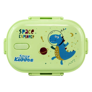 Smily kiddos Stainless Steel Space Dino Theme Lunch Box - Green 3+ years