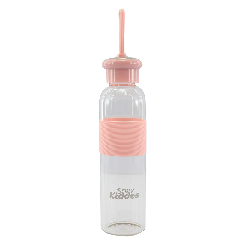 Smily Kiddos Glass bottles with Silicone Grip Pink