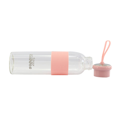 Smily Kiddos Glass bottles with Silicone Grip Pink