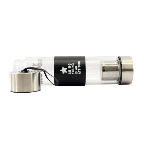 Image of Smily Kiddos Glass bottles with Removable Stainless Steel Infuser Black