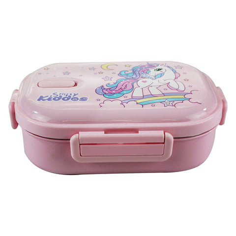 Image of Smily kiddos Stainless Steel Unicorn Theme Lunch Box - Purple 3+ years