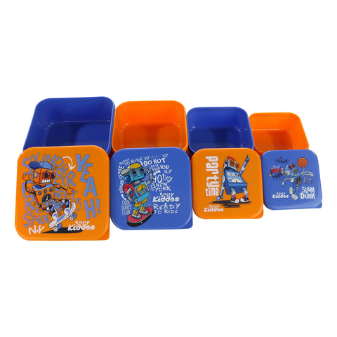 Image of Smily Kiddos 4 in 1 container-Robot Theme Container Set Lunch Box