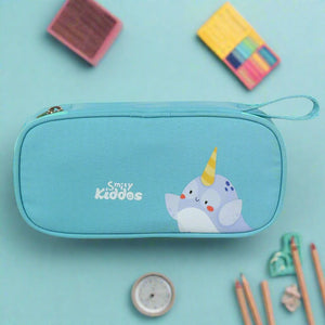 Smily Kiddos Zipper Pencil Pouch Narwhale Light Blue