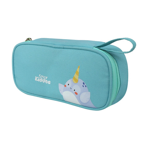 Image of Smily Kiddos Zipper Pencil Pouch Narwhale Light Blue