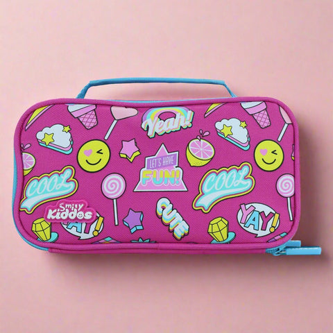 Image of Smily Multipurpose Pencil Case Fun Theme Pink