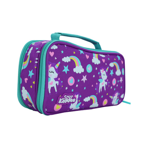 Image of Smily Multipurpose Pencil Case Rainbow Unicorn Theme Purple