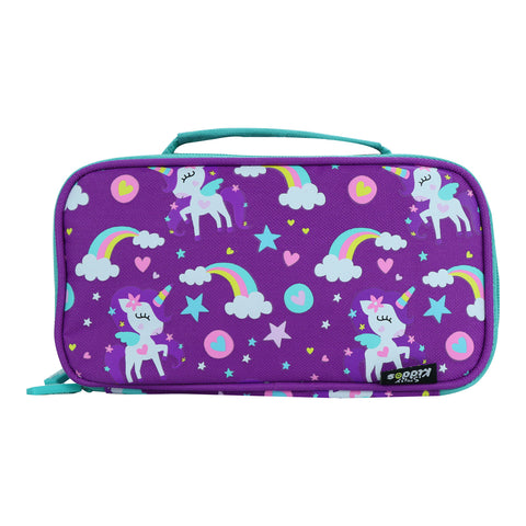 Image of Smily Multipurpose Pencil Case Rainbow Unicorn Theme Purple