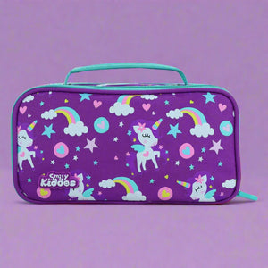 Smily Multipurpose Pencil Case Rainbow Unicorn Theme Purple