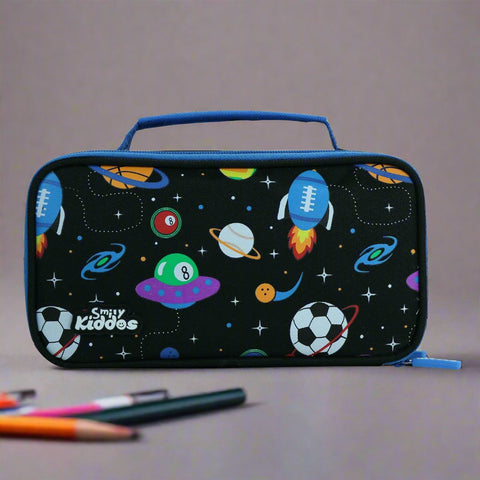 Image of Smily Multipurpose Pencil Case Space Theme Black