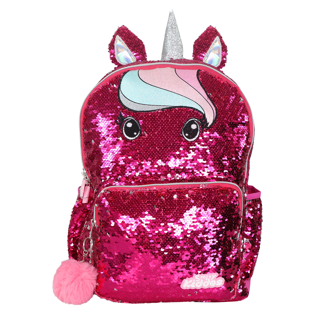 Smily Kiddos Starlight Unicorn Sequin Backpack for Girls – Pink | Magical & Glittery School Bag with 3D Horn and Ears