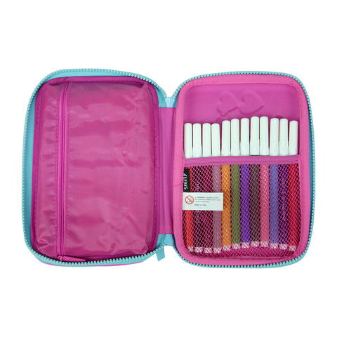 Image of Smily Double Compartment Pencil Case Pink