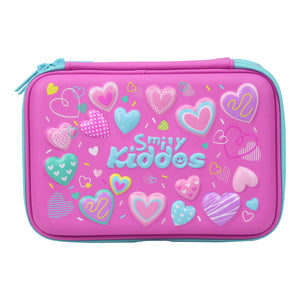 Smily Double Compartment Pencil Case Pink