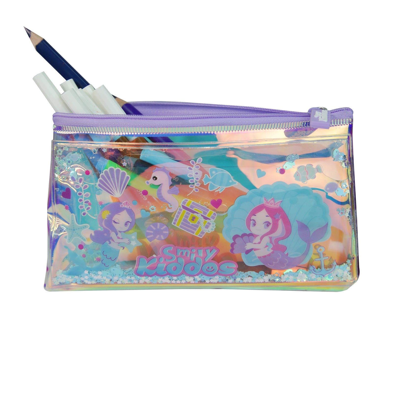 Smily Kiddos Mermaid Pencil Pouch with Drift Glitter
