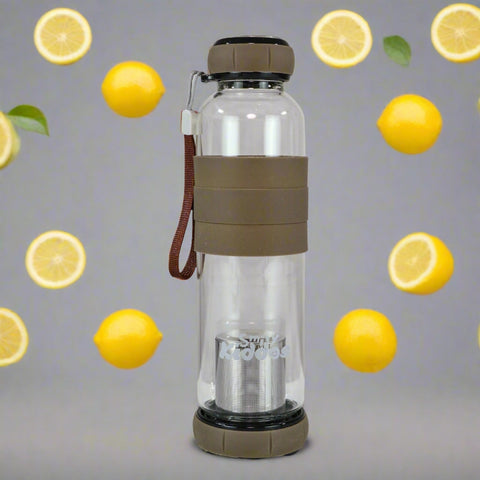 Image of Smily Kiddos Glass bottles with Removable Stainless Steel Infuser Brown
