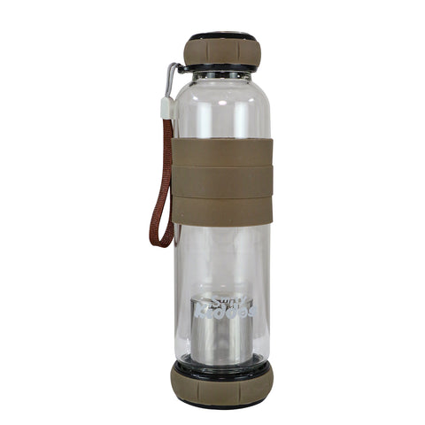 Image of Smily Kiddos Glass bottles with Removable Stainless Steel Infuser Brown