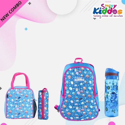 Image of Smily Kiddos Baby COMBO - Backpack with Pencil Pouch, Lunch Bag, Sipper Water Bottle