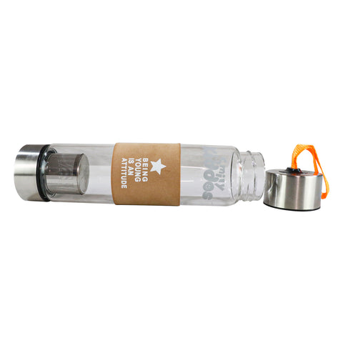 Image of Smily Kiddos Glass bottles with Removable Stainless Steel Infuser Orange
