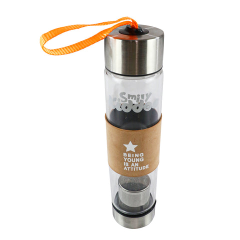 Image of Smily Kiddos Glass bottles with Removable Stainless Steel Infuser Orange