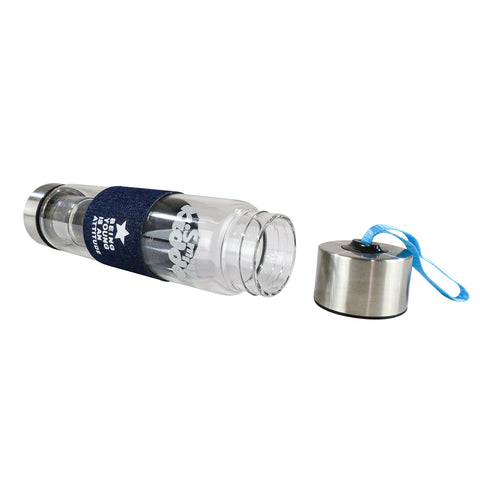 Image of Smily Kiddos Glass bottles with Removable Stainless Steel Infuser Blue
