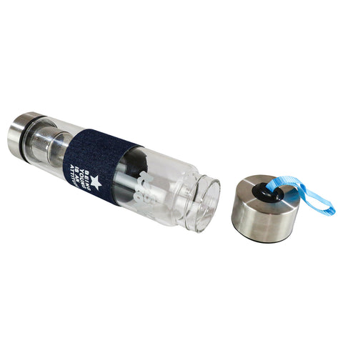 Image of Smily Kiddos Glass bottles with Removable Stainless Steel Infuser Blue
