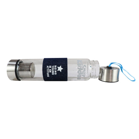 Image of Smily Kiddos Glass bottles with Removable Stainless Steel Infuser Blue
