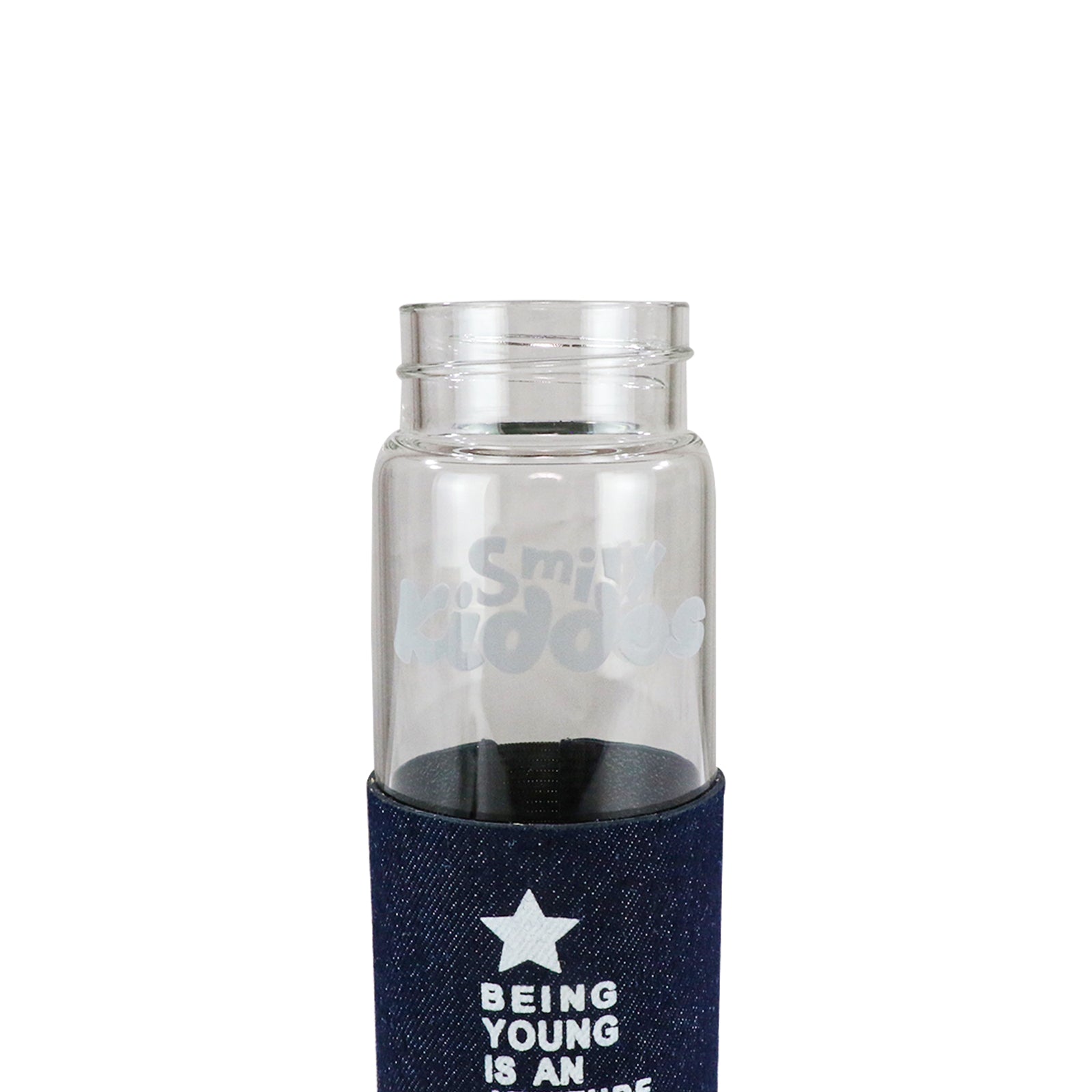 Smily Kiddos Glass bottles with Removable Stainless Steel Infuser Blue