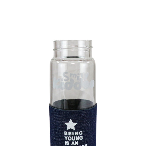 Image of Smily Kiddos Glass bottles with Removable Stainless Steel Infuser Blue