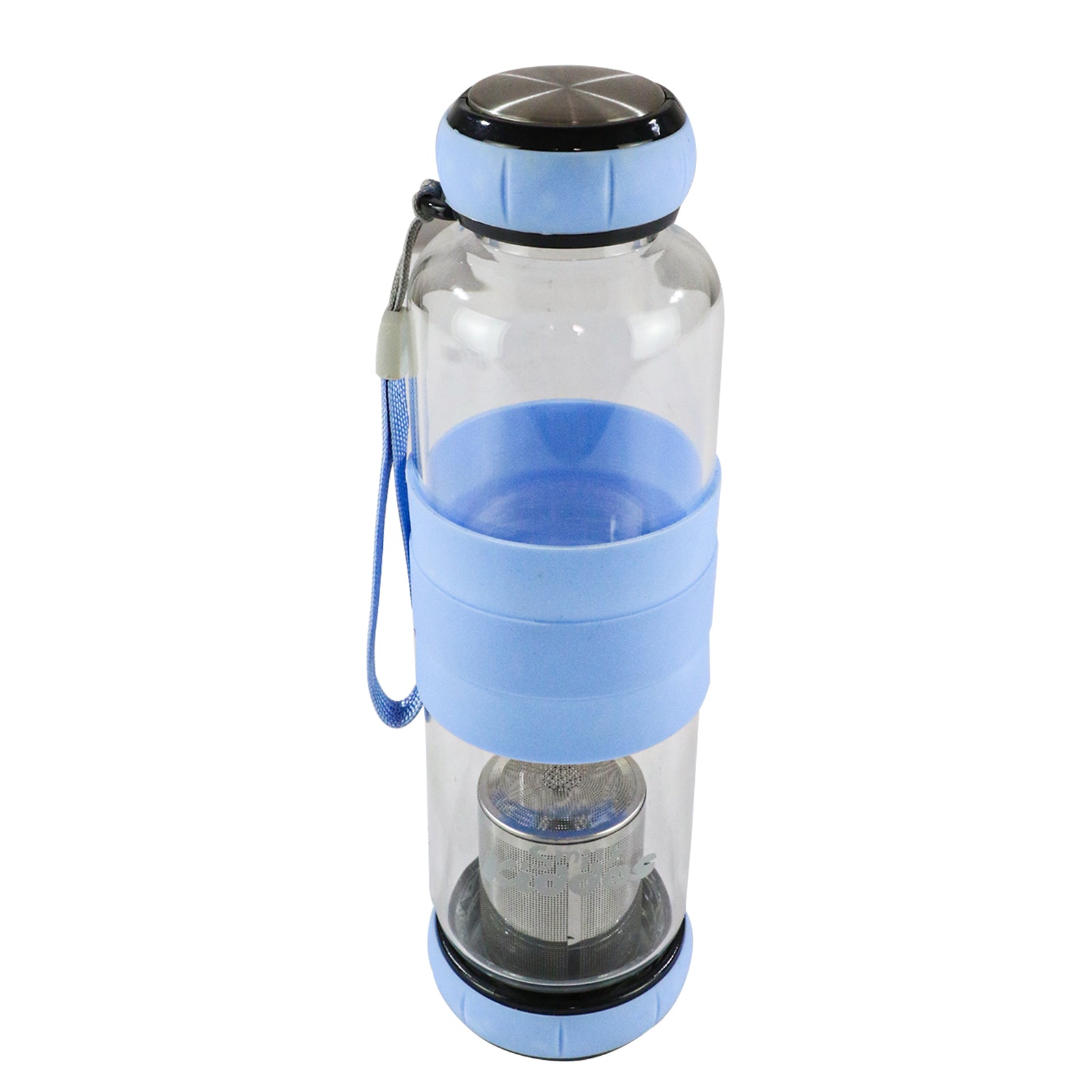 Smily Kiddos Glass bottles with Removable Stainless Steel Infuser BLUE