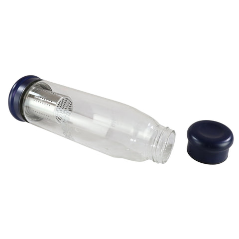 Image of Smily Kiddos Glass bottles with Removable Stainless Steel Infuser Navy Blue