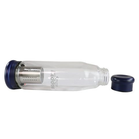 Image of Smily Kiddos Glass bottles with Removable Stainless Steel Infuser Navy Blue