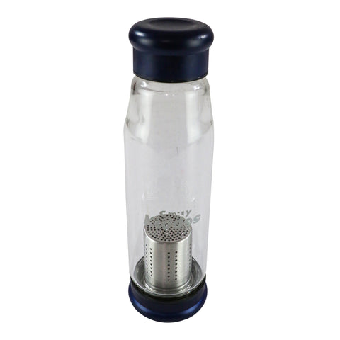 Image of Smily Kiddos Glass bottles with Removable Stainless Steel Infuser Navy Blue