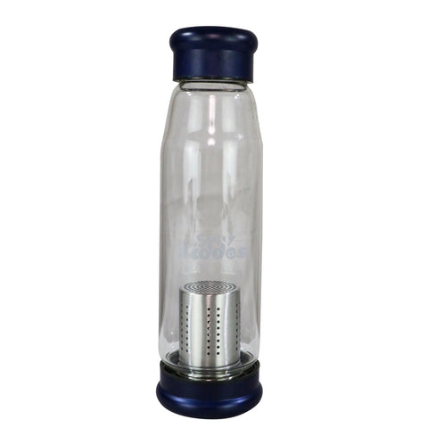 Image of Smily Kiddos Glass bottles with Removable Stainless Steel Infuser Navy Blue