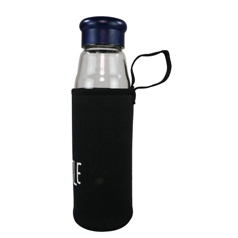 Image of Smily Kiddos Glass bottles with Removable Stainless Steel Infuser Navy Blue