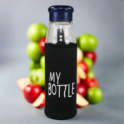 Image of Smily Kiddos Glass bottles with Removable Stainless Steel Infuser Navy Blue
