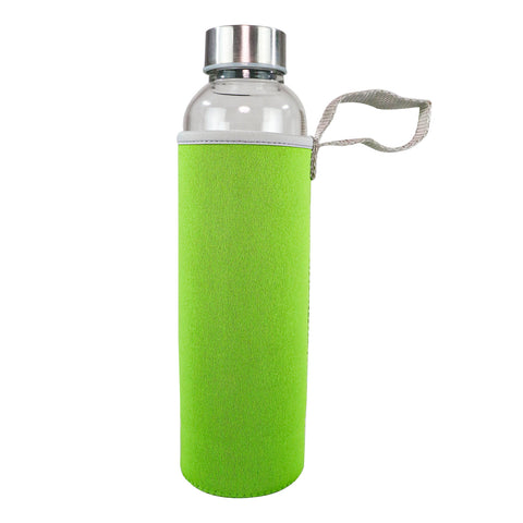 Image of Smily Kiddos Glass bottles with Removable Stainless Steel Infuser Green