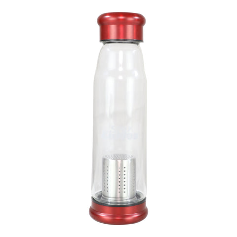 Image of Smily Kiddos Glass bottles with Removable Stainless Steel Infuser Red