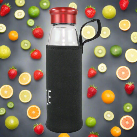 Image of Smily Kiddos Glass bottles with Removable Stainless Steel Infuser Red