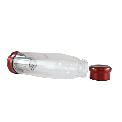 Image of Smily Kiddos Glass bottles with Removable Stainless Steel Infuser Red