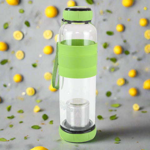 Image of Smily Kiddos Glass bottles with Removable Stainless Steel Infuser Green