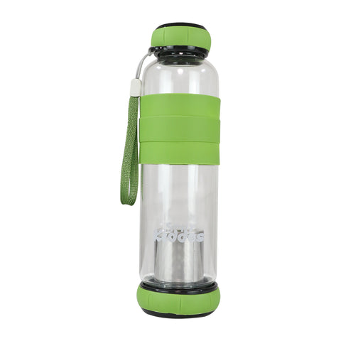 Image of Smily Kiddos Glass bottles with Removable Stainless Steel Infuser Green
