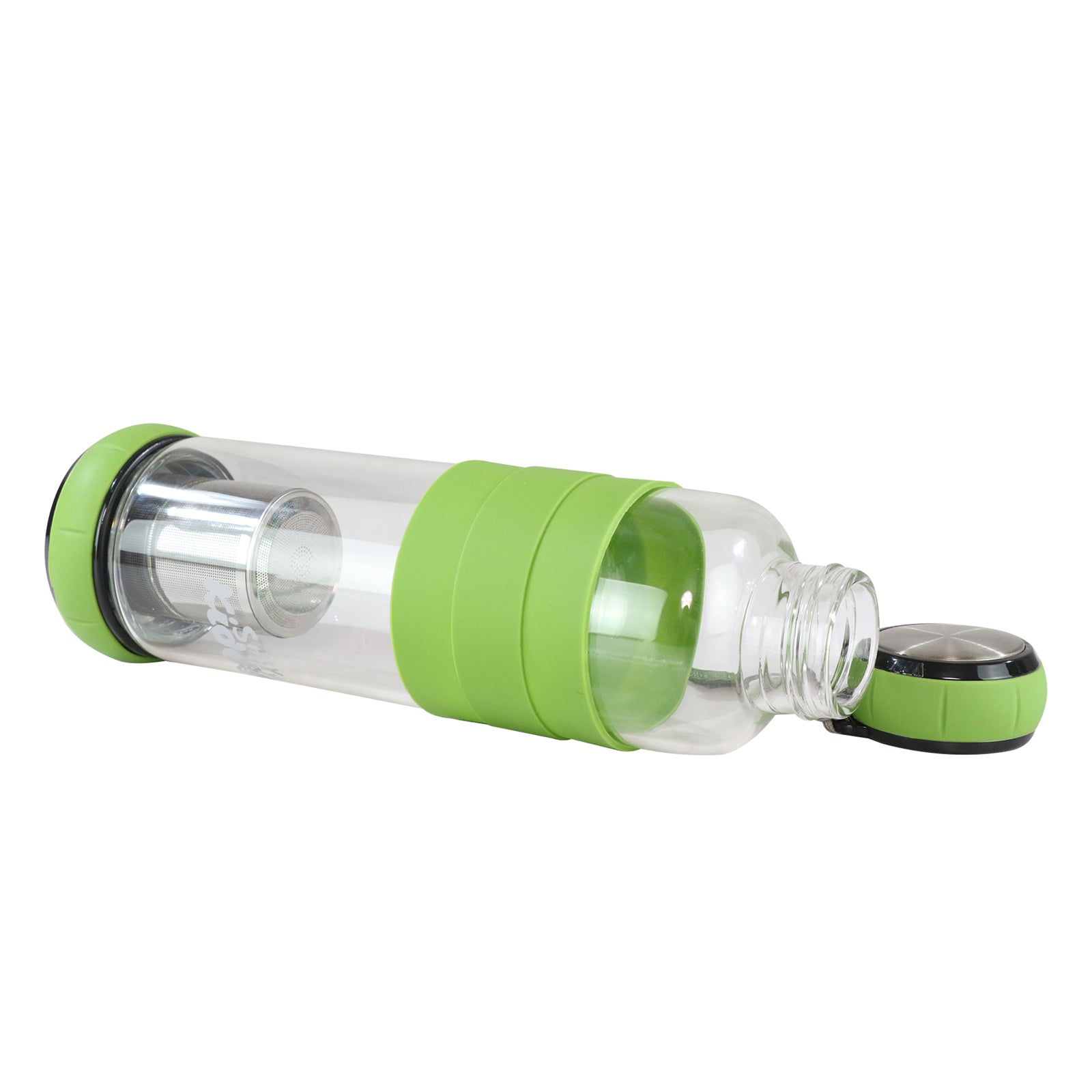 Smily Kiddos Glass bottles with Removable Stainless Steel Infuser Green
