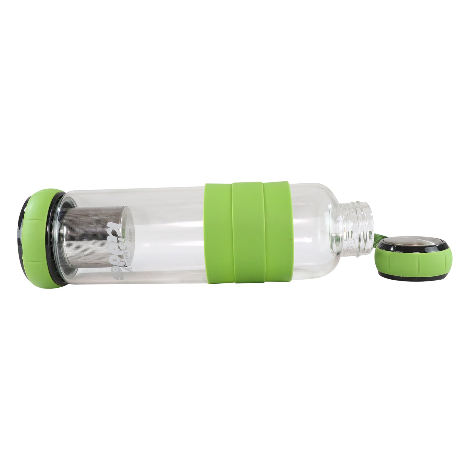 Smily Kiddos Glass bottles with Removable Stainless Steel Infuser Green