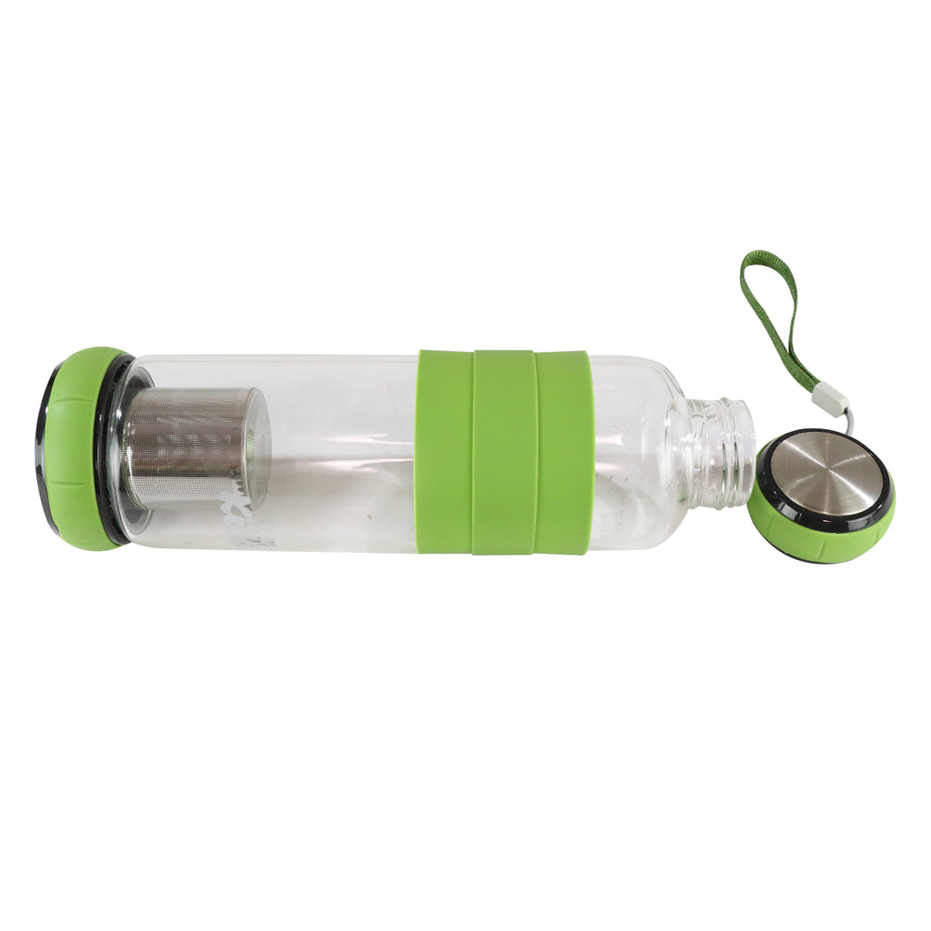 Smily Kiddos Glass bottles with Removable Stainless Steel Infuser Green