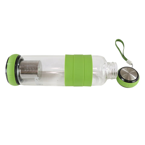 Image of Smily Kiddos Glass bottles with Removable Stainless Steel Infuser Green